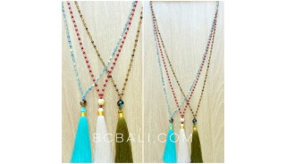 ceramic glass beads tassels necklace mix color wholesale price 50 pieces